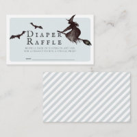 Halloween Witch Blue Baby Diaper Raffle Ticket