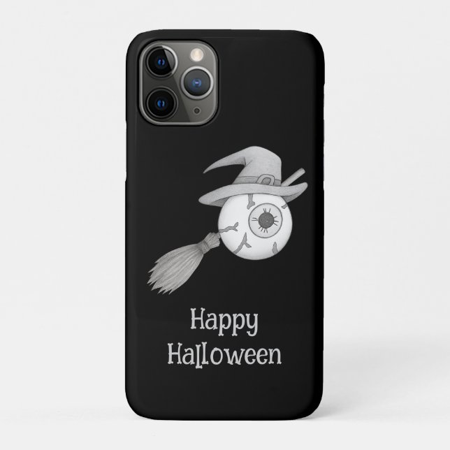 Halloween witch broom and scary eyeball Case-Mate iPhone case (Back)