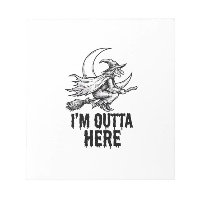 Halloween Witch Broom Funny Vintage Engraving Desi Notepad (Front)