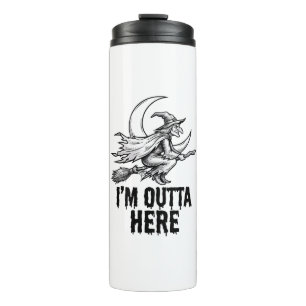 Halloween Witch Broom Funny Vintage Engraving Desi Thermal Tumbler