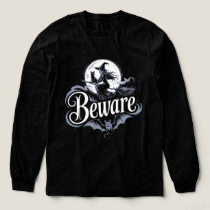 Halloween Witch Broomstick Black Cat Moon Graphic Tri-Blend Shirt