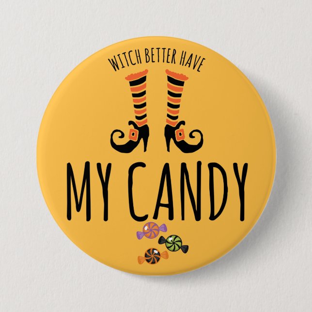 Halloween Witch Candy 3 Inch Round Button (Front)