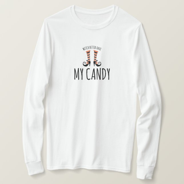Halloween Witch Candy Long Sleeve T-Shirt (Design Front)