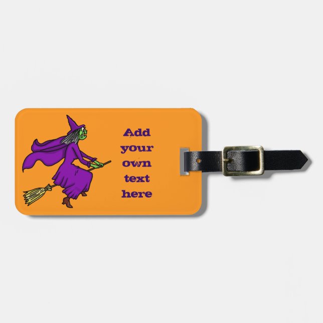 Halloween Witch Cartoon Luggage Tag (Front Horizontal)