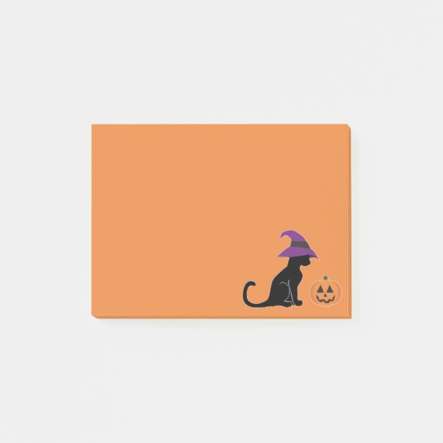 Halloween Witch Cat and Pumpkin Post-it Notes (Front)