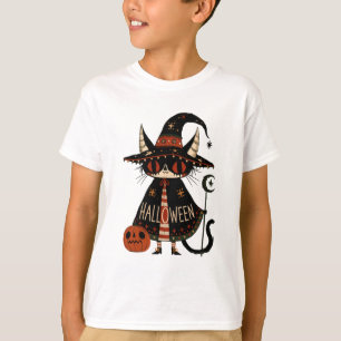 Halloween Witch Cat and Pumpkin T-Shirt