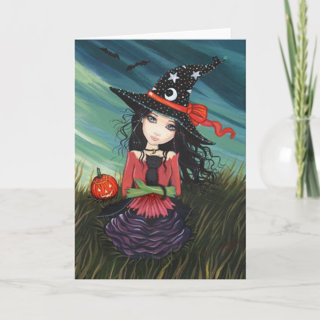 Halloween Witch Cat Card by Molly Harrison (Front)