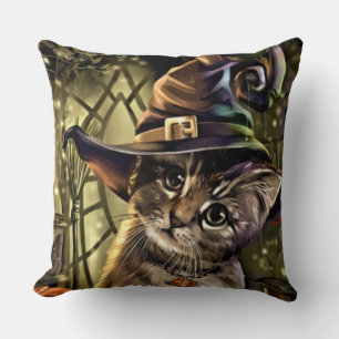 Halloween Witch Cat Cushion