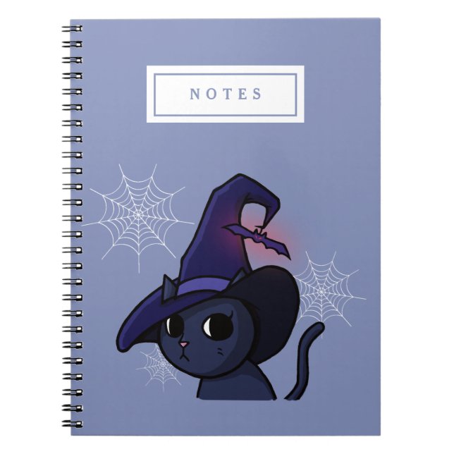 Halloween Witch Cat Drawing | Notes Notebook (Front)