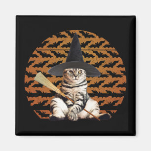 Halloween Witch Cat Magnet