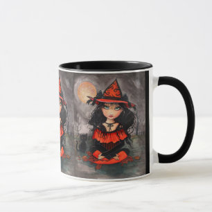 Halloween Witch Cat Mug by Molly Harrison