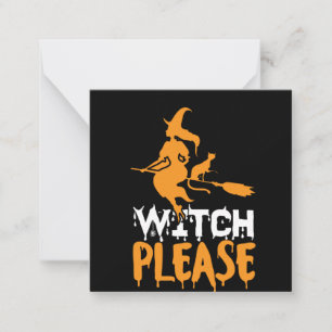 Halloween Witch Cat Please Birthday Card