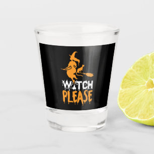Halloween Witch Cat Please Birthday Shot Glass