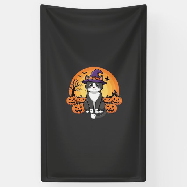 Halloween Witch Cat Pumpkin Moon Design_1 Banner (Vertical)