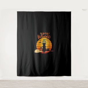 Halloween witch cat Pumpkin Skeleton Bat Scary Tapestry