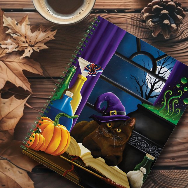 Halloween Witch Cat Purple Magic Notebook (Creator Uploaded)