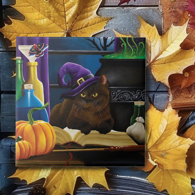 Halloween Witch Cat Purple Magic  Tile (Creator Uploaded)