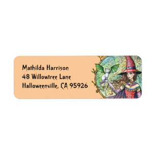 Halloween Witch Cat Return Address Labels