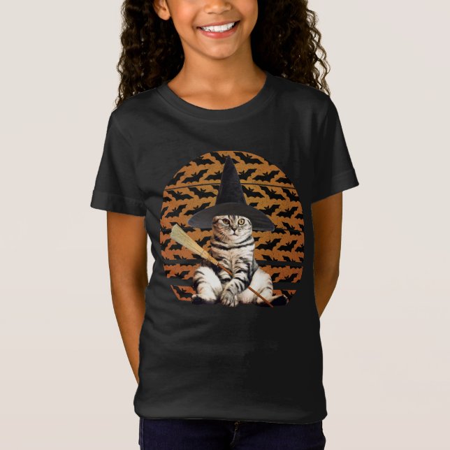 Halloween Witch Cat T-Shirt (Front)