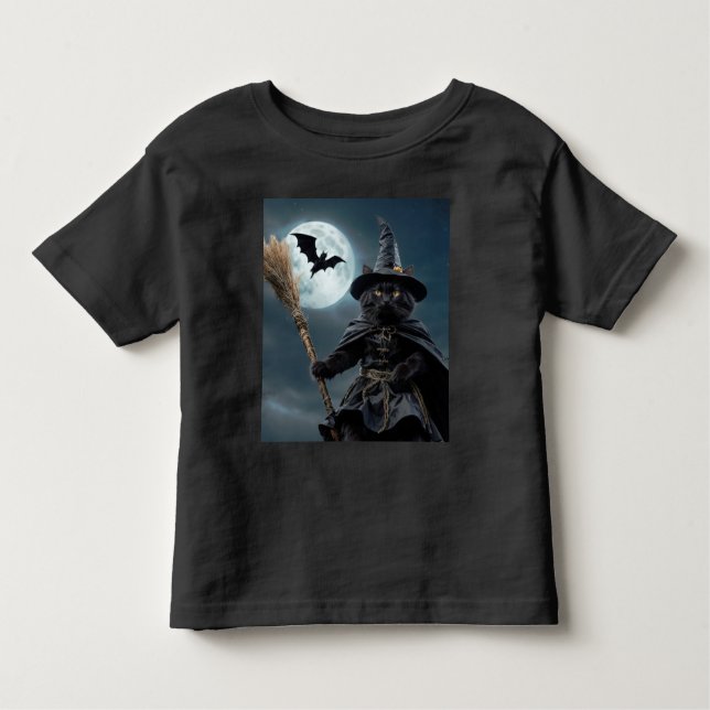 Halloween Witch Cat Toddler T-Shirt (Front)
