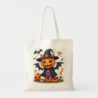 Halloween Witch Cat Tote Bag