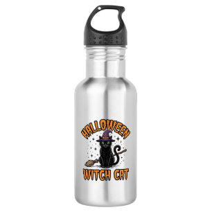 Halloween Witch Cat Vintage Engraving Design_1 532 Ml Water Bottle