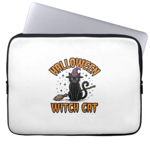 Halloween Witch Cat Vintage Engraving Design_1 Laptop Sleeve