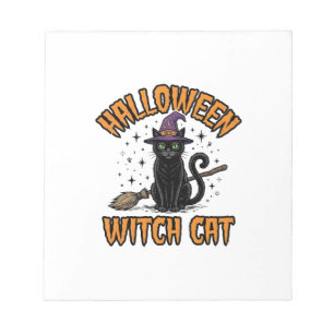 Halloween Witch Cat Vintage Engraving Design_1 Notepad