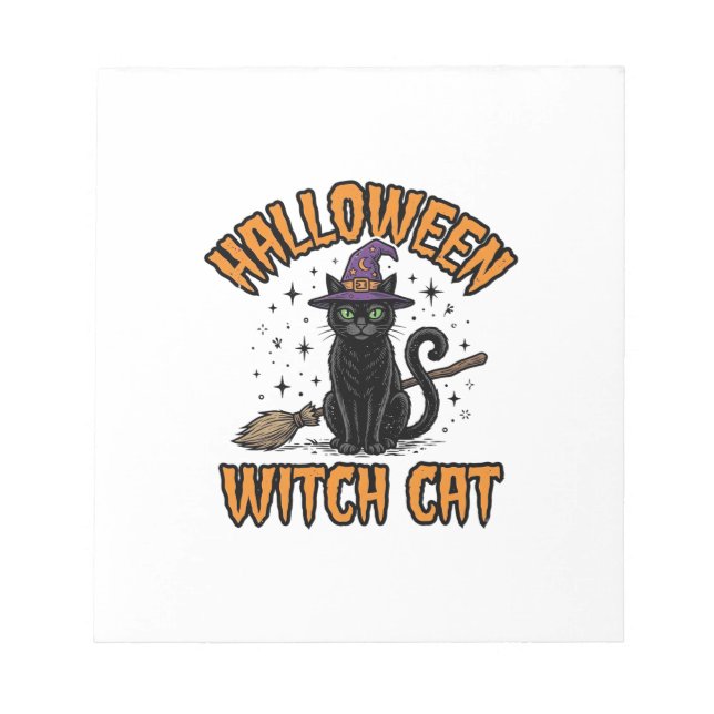 Halloween Witch Cat Vintage Engraving Design_1 Notepad (Front)
