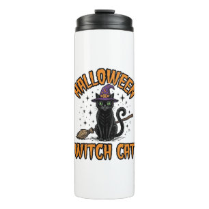 Halloween Witch Cat Vintage Engraving Design_1 Thermal Tumbler