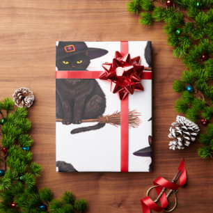 Halloween Witch Cat Wrapping Paper