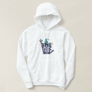Halloween Witch Cats Holding Magic Wand Stars Hoodie