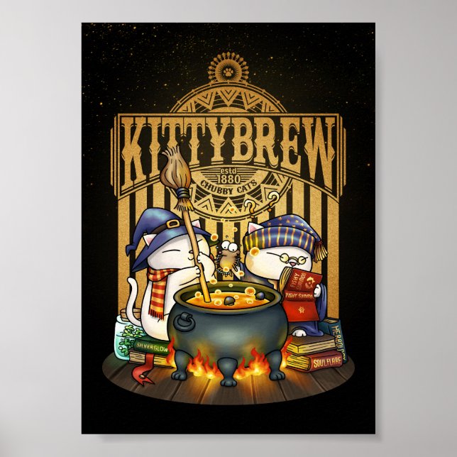 Halloween Witch Cats Kitty Brew Poster (Front)