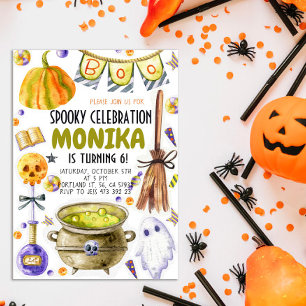 Halloween Witch Cauldron Birthday Invitation 