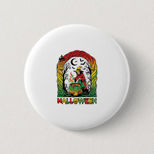 Halloween Witch Cauldron Brewing Black Cat Spooky  6 Cm Round Badge