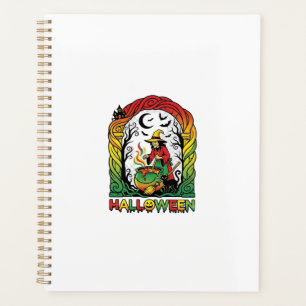 Halloween Witch Cauldron Brewing Black Cat Spooky Planner