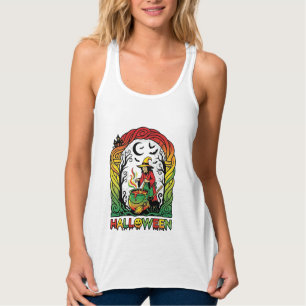 Halloween Witch Cauldron Brewing Black Cat Spooky  Singlet