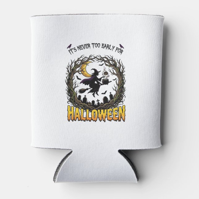 Halloween Witch Cauldron Moon Cemetery Twisted Tre Can Cooler (Front)