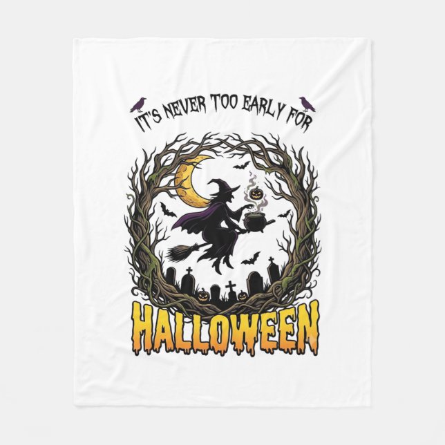 Halloween Witch Cauldron Moon Cemetery Twisted Tre Fleece Blanket (Front)