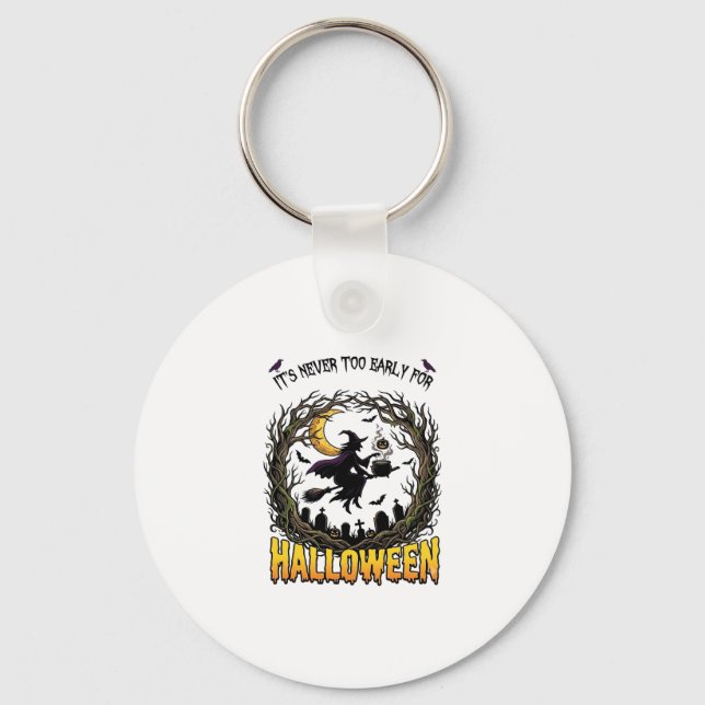 Halloween Witch Cauldron Moon Cemetery Twisted Tre Key Ring (Front)
