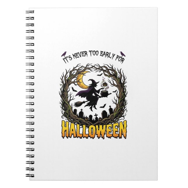 Halloween Witch Cauldron Moon Cemetery Twisted Tre Notebook (Front)