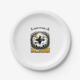 Halloween Witch Cauldron Moon Cemetery Twisted Tre Paper Plate
