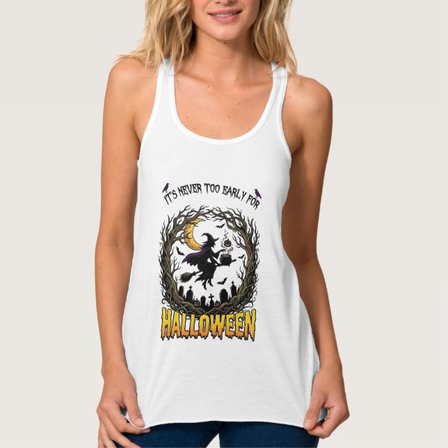 Halloween Witch Cauldron Moon Cemetery Twisted Tre Singlet (Front)