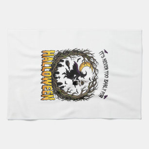 Halloween Witch Cauldron Moon Cemetery Twisted Tre Tea Towel
