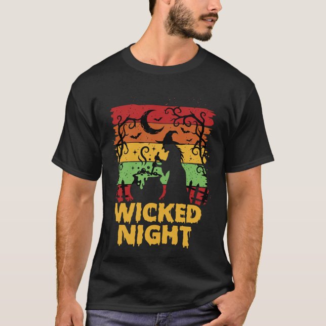 Halloween Witch Cauldron Night T-Shirt (Front)
