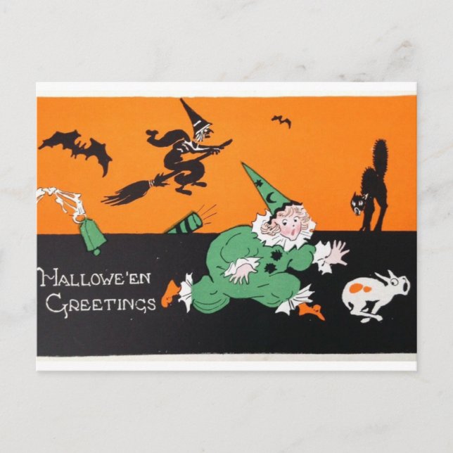 Halloween Witch Clown Postcard: Whimsical Fun! Postcard (Front)