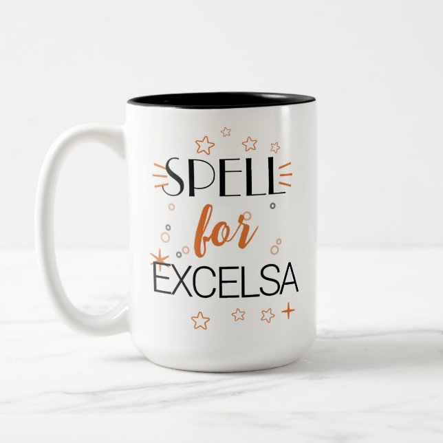 Halloween Witch Coffee Spell Excelsa Dark Roast  Two-Tone Coffee Mug (Left)