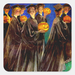 Halloween Witch College Graduates Square Sticker