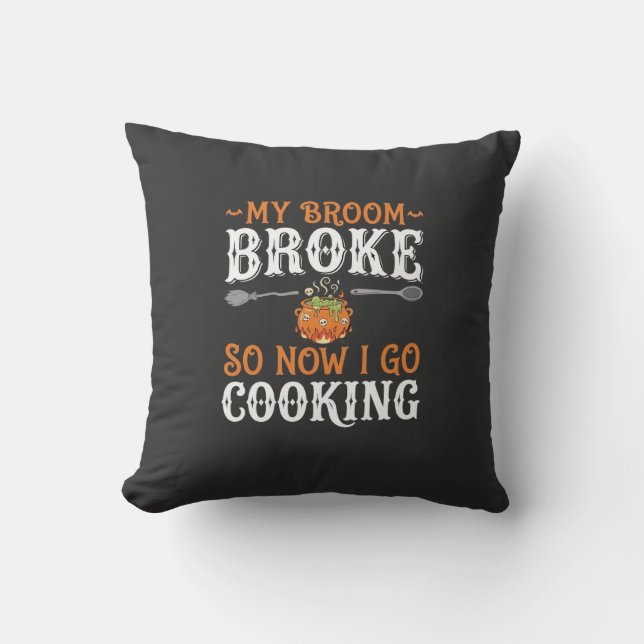 Halloween Witch Cooking Broom Broke Design_1 Cushion (Front)