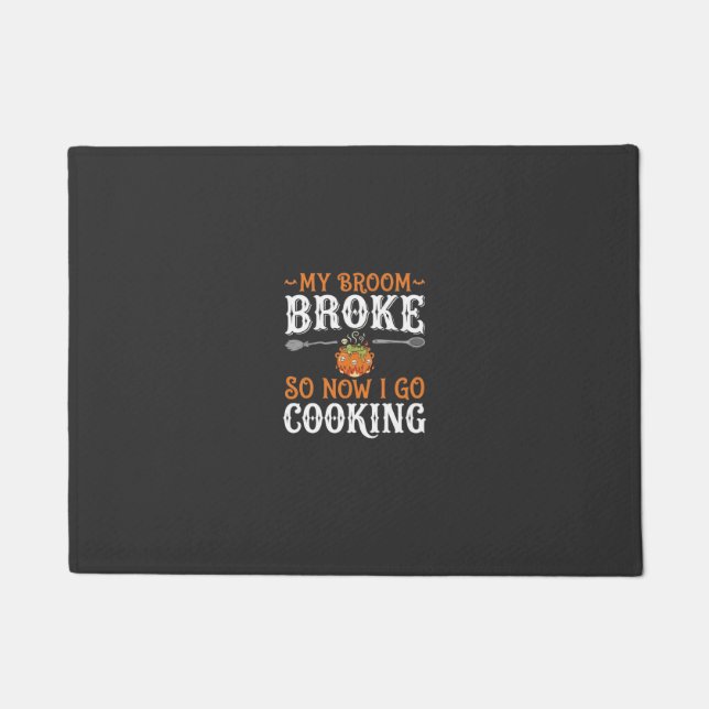 Halloween Witch Cooking Broom Broke Design_1 Doormat (Front)